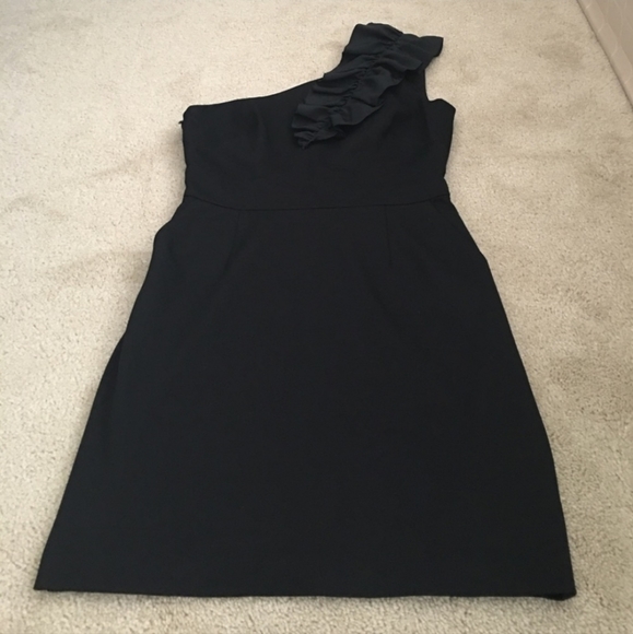 Trina Turk Sheila one shoulder black ruffle shift pencil mini dress S - Picture 5 of 8